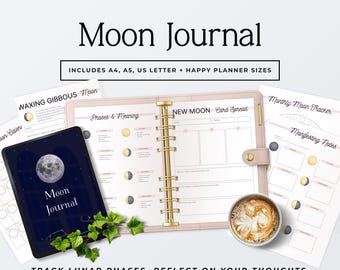 Moon Journal, Manifestation Workbook, Lunar Calendar, Tarot Planner, Moon Phases, Grimoire, Spiritual Guide Printable Instant Download P3