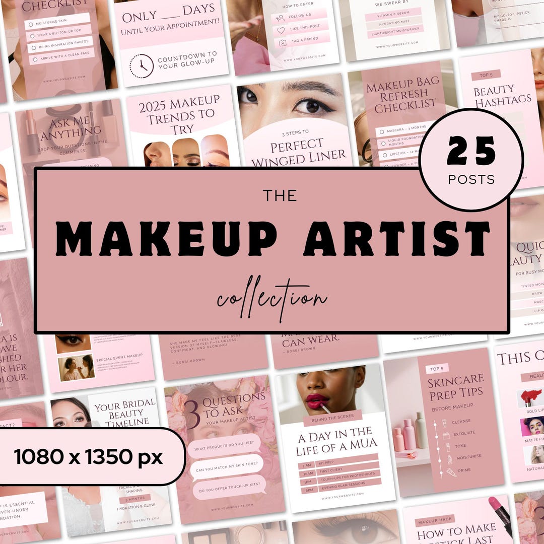 Makeup Artist Instagram Templates, Canva Social Media Posts for Beauty ...