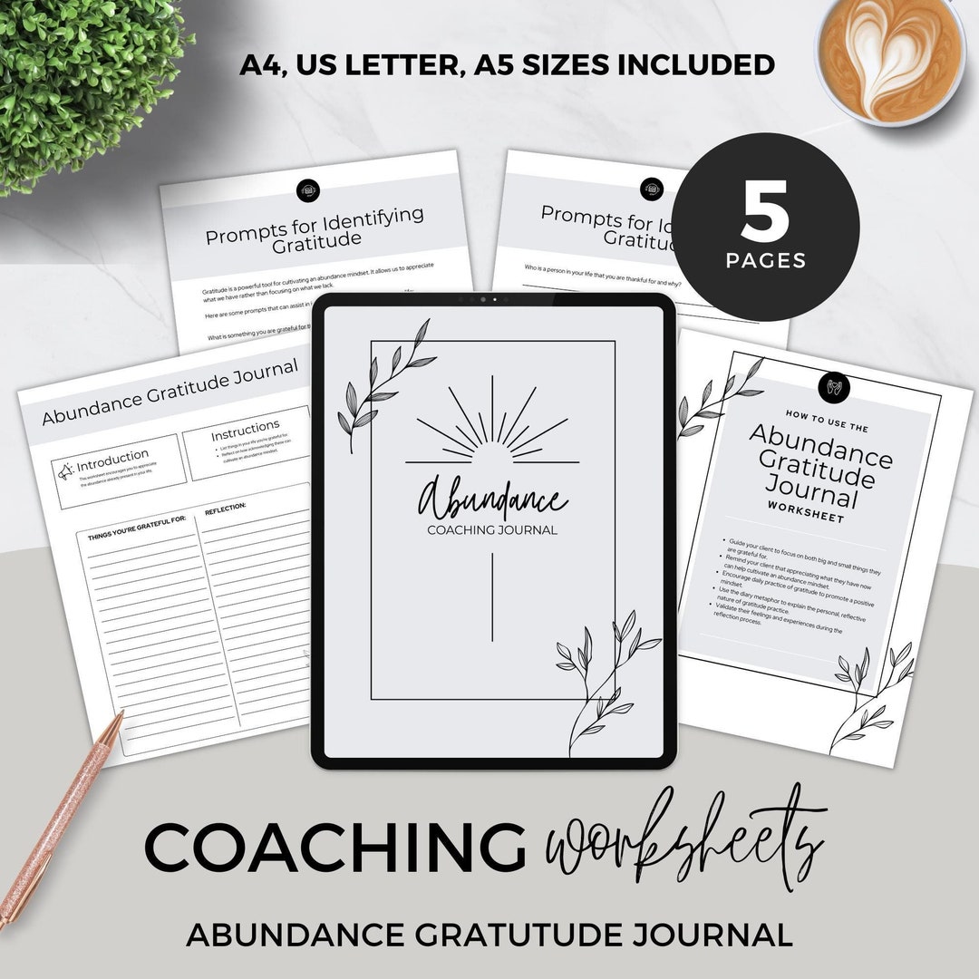 Coaching Session Worksheet Abundance Gratitude Journal Template ...