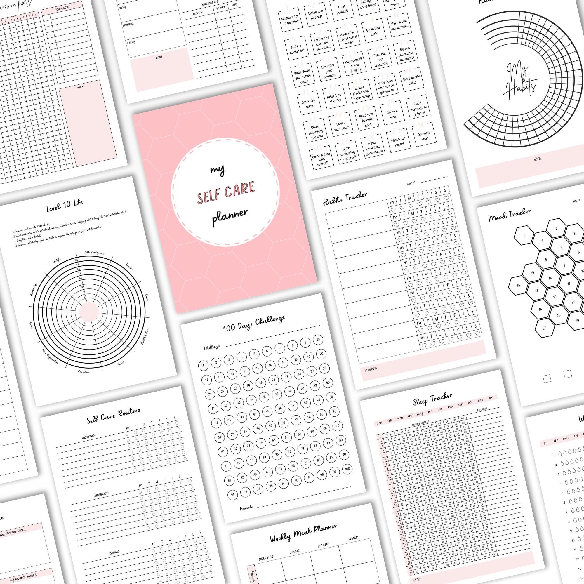 Self Care Planner Printable, Wellness Journal With Habit Tracker ...