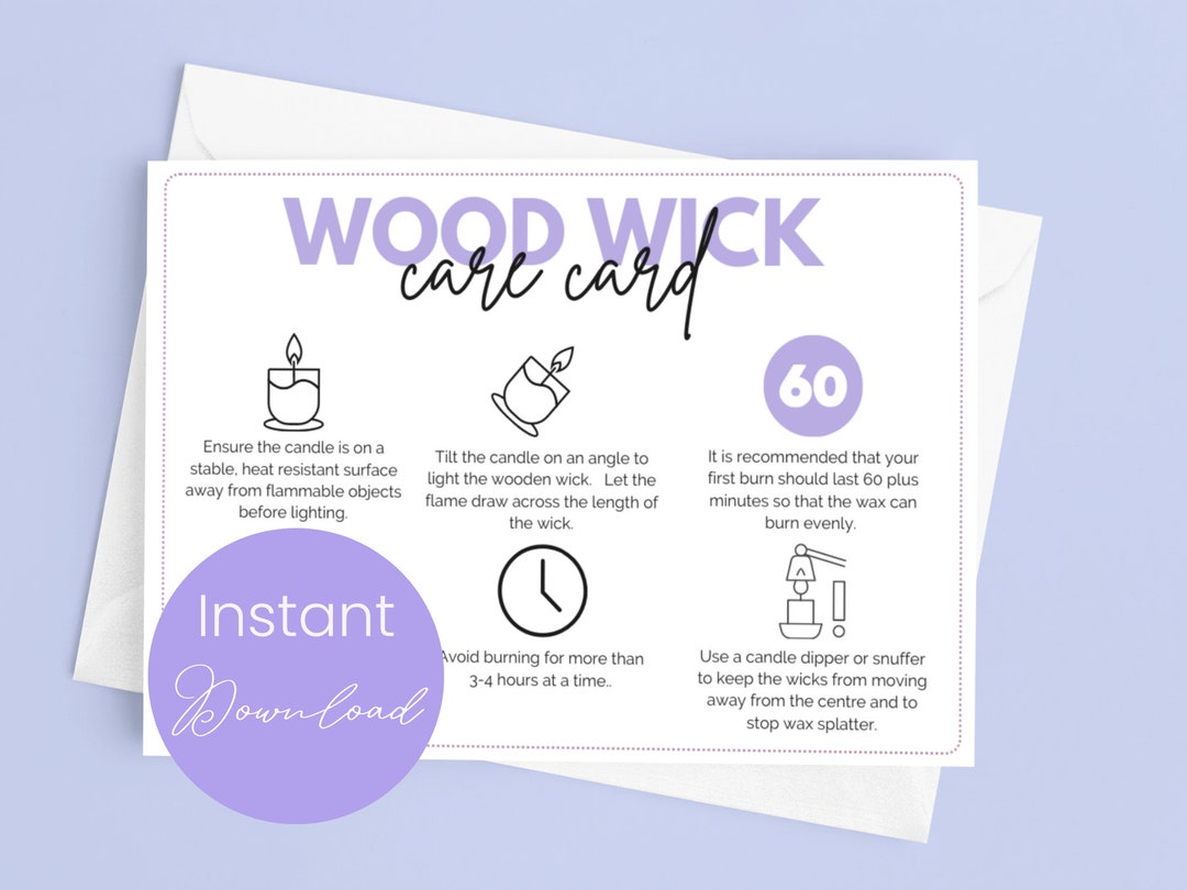 Wood Wick Candle Care Card Wooden Wick Care Instructions Candle Small