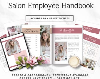 Salon Employee Handbook Template, Editable Staff Onboarding Manual, Salon Procedures Guide, Training Document Canva P3
