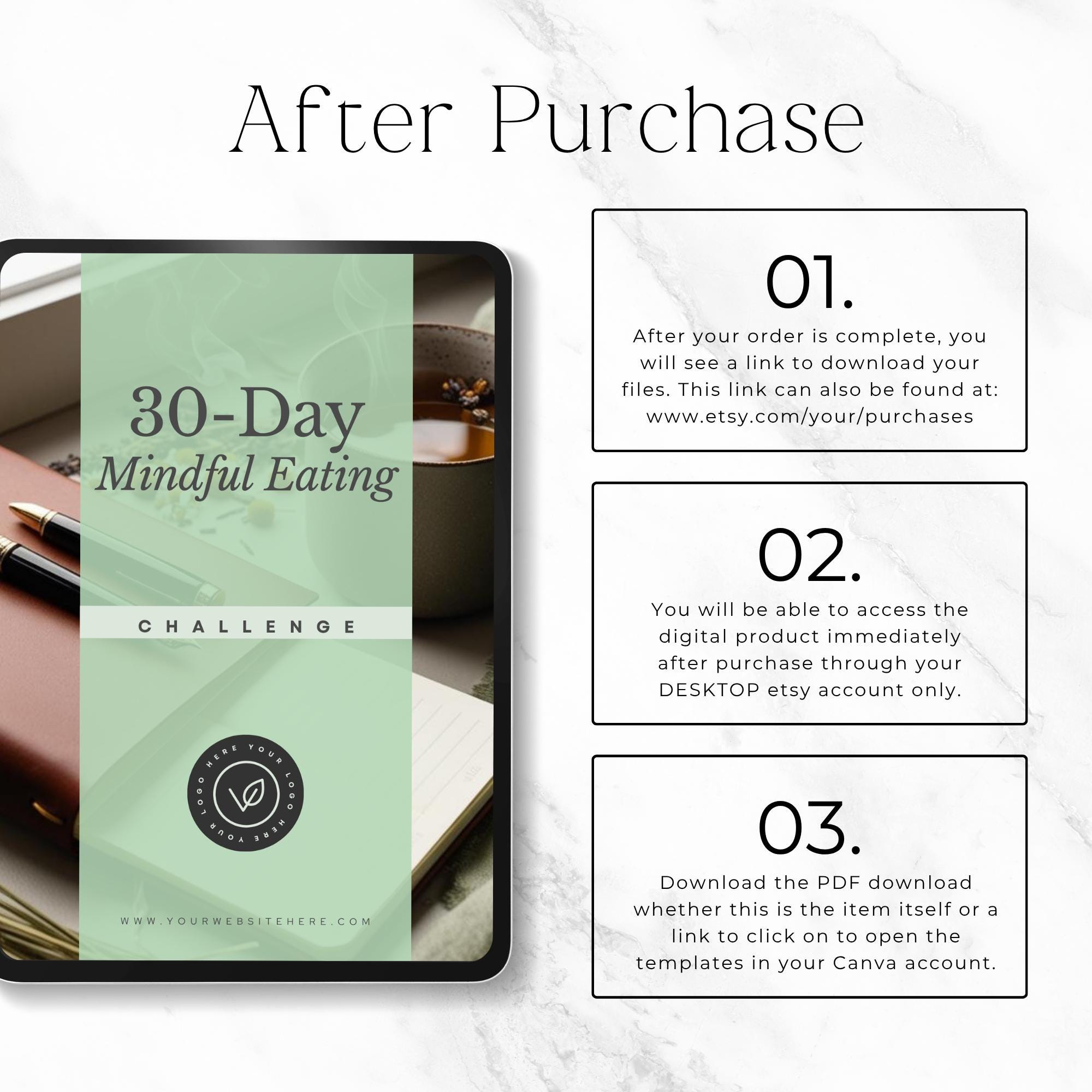 Mindful Eating Workbook Printable, 30-day Eating Challenge Journal ...