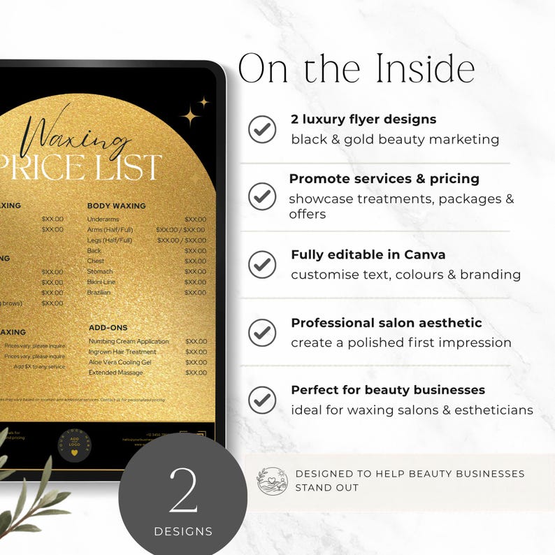 Waxing Price List Template, Editable Canva Wax Menu, Printable Esthetician Pricing Guide, Salon Service Menu, Sprint 1 image 3