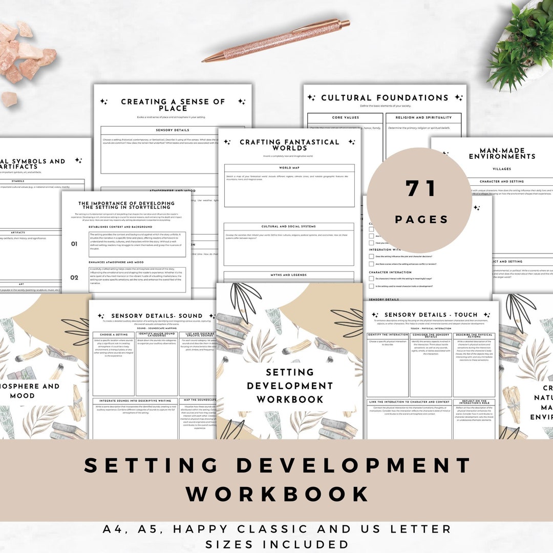 Novel Writing Workbook Setting Development Worksheets for Setting ...