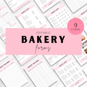 Bearbeitbare Bäckerei Business Form Bundle Kuchen Business Vorlage Druckbare Preisliste Bäcker Rechnungsvorlage Bestellschein Home Baker Planer