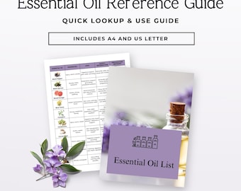 Tabla de referencia de aceites esenciales imprimible, guía de referencia rápida de aromaterapia en PDF, hoja de trucos sobre las propiedades de los aceites, herramienta para profesionales holísticos P2