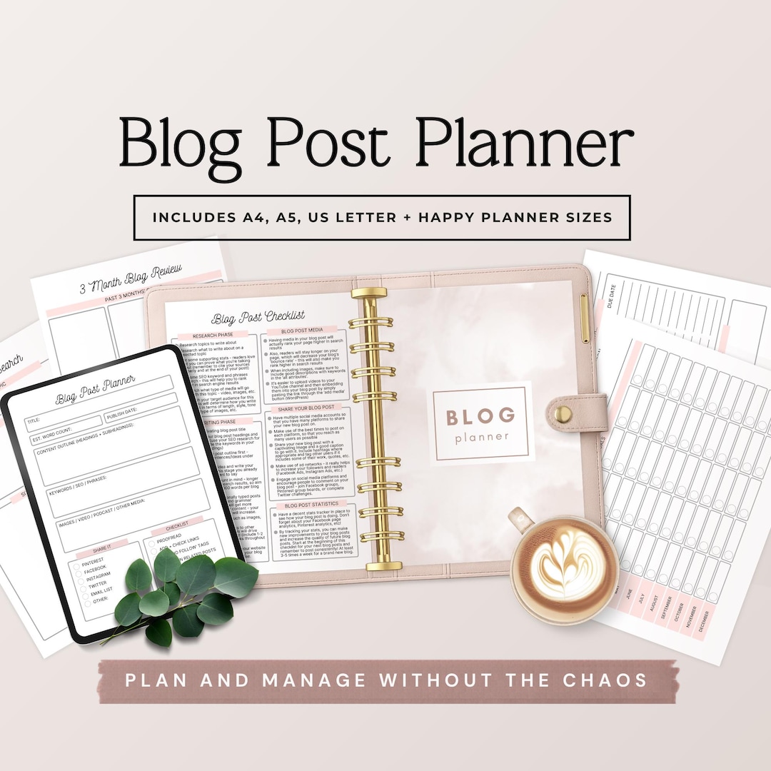 Blog Post Planner Printable, Blogging Planner PDF for Bloggers, Content ...