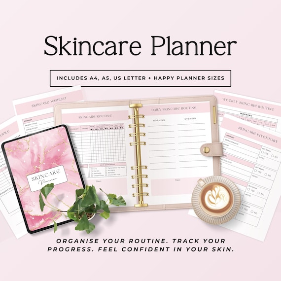 Skin Care Planner Printable, Skincare Journal & Routine Tracker, Glow Up Beauty Planner, Digital Download P2