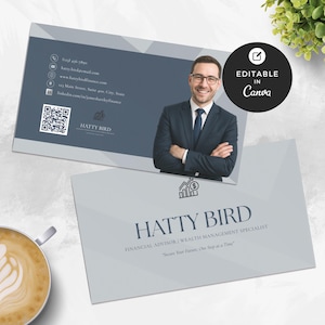 Financial Advisor Business Card, Editable Canva Template, DIY Marketing Card for Wealth Management Professionals Branding DIY Card