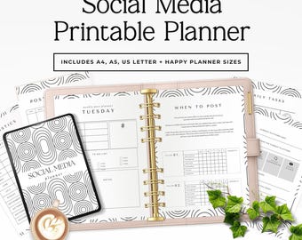 Social Media Planner Printable | Content Calendar for Creators | Small Business Content Planner | Instagram Marketing Planner | Digital