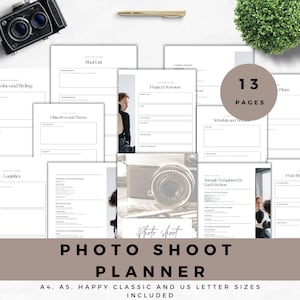 Photography Planner Printable Photographer Session Planner Photo Shoot Organiser Photography ...