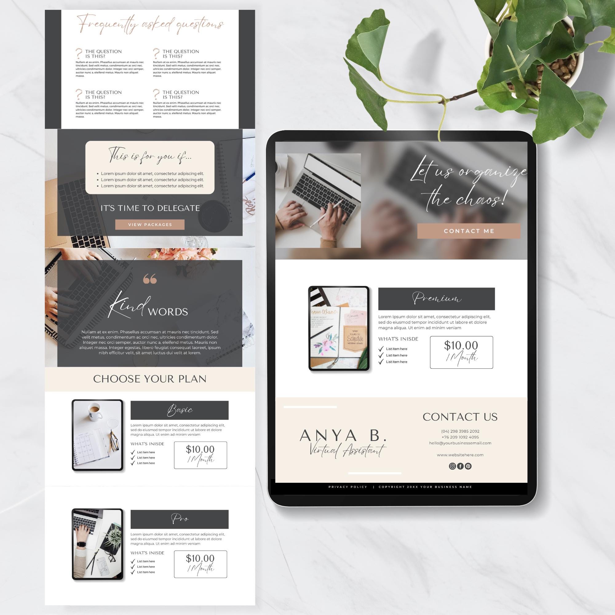 Virtual Assistant Website Template Canva, Beginner VA Website, Editable ...