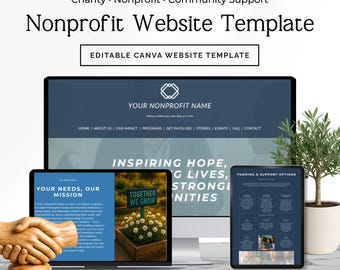Nonprofit Website Template | Non Profit Website Design | Canva Website Template | Nonprofit Donation | Fundraiser, Sprint