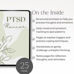 trauma recovery journal printable with cbt worksheets
ptsd mood tracker and trigger tracker printable