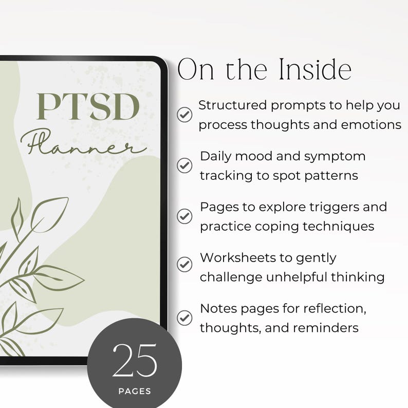 trauma recovery journal printable with cbt worksheets
ptsd mood tracker and trigger tracker printable