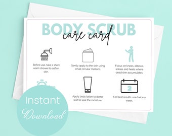 Body Scrub Care Card Template Sugar Scrub Instructions Exfoliating Butter Application Guide Scrub Customer Instruction Instant Download