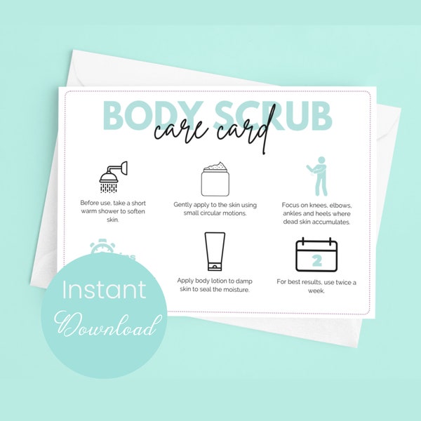 Body Scrub Care Card Template Sugar Scrub Instructions Exfoliating Butter Application Guide Scrub Customer Instruction Instant Download