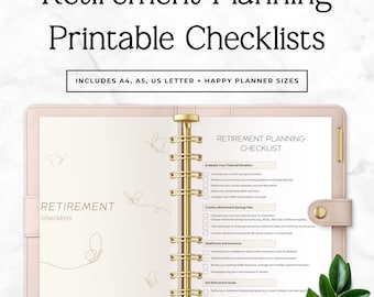 Printbare pensioenplanner | Bundel met checklists voor pensioenplanning | Financieel werkboek | Direct te downloaden als PDF | A4 & US Letter