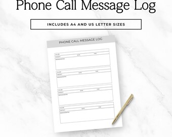 Phone Call Log Template, Editable Canva Call Tracker, Phone Message Log, Client Communication Form Sprint 1