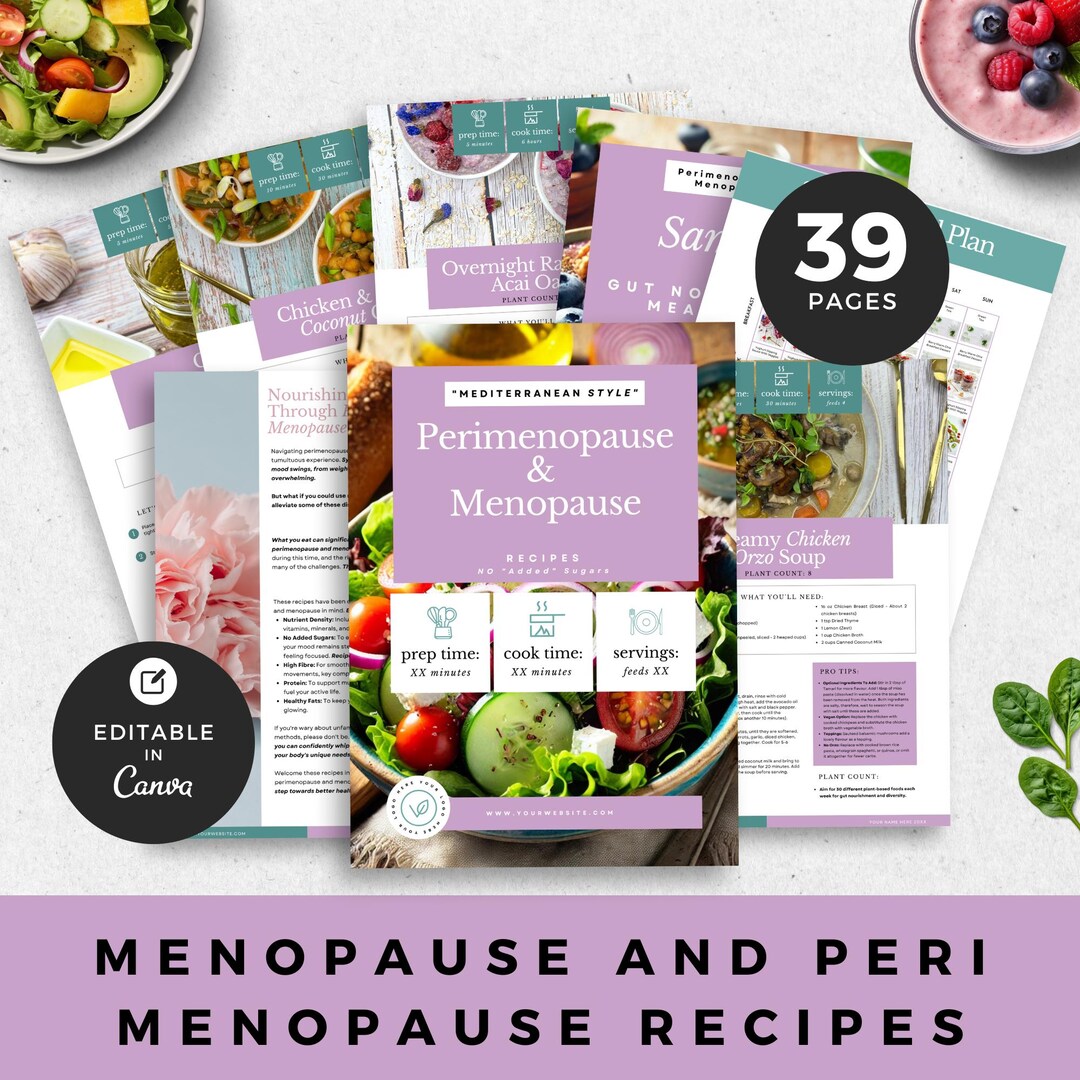 Editable Menopause Recipe Book Template for Perimenopause Guide ...