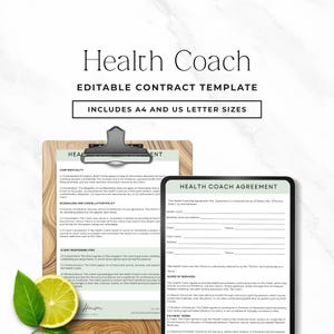 Health Coach Contract Template Editable Health Coaching Agreement for Nutrition Coach Mentoring Services Guide Canva Instant Download