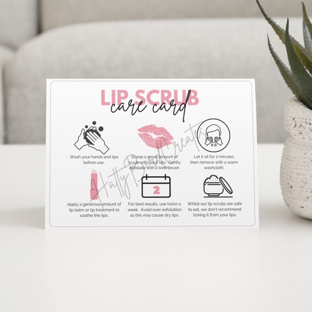 Lip Scrub Care Card Template for Lip Scrub Instructions for Lip Sugar ...