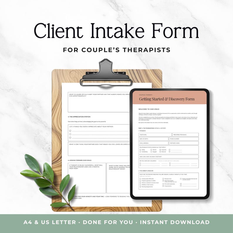 Couples Therapy Intake Form Canva Template, Client Onboarding Worksheet ...