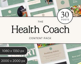 Health Coach Instagram Templates, 30 Canva Posts, Health Coach Content Kit, Wellness Social Media Bundle, Editable Marketing Sprint 1