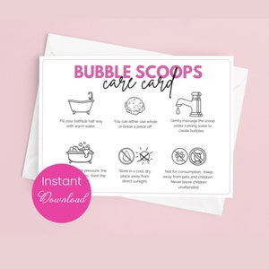 Bubble Scoops Care Card Bath Truffle Instructions Bath Bomb Label for Bubble Scoop Template Bath Truffle Guide for Bubble Scoops