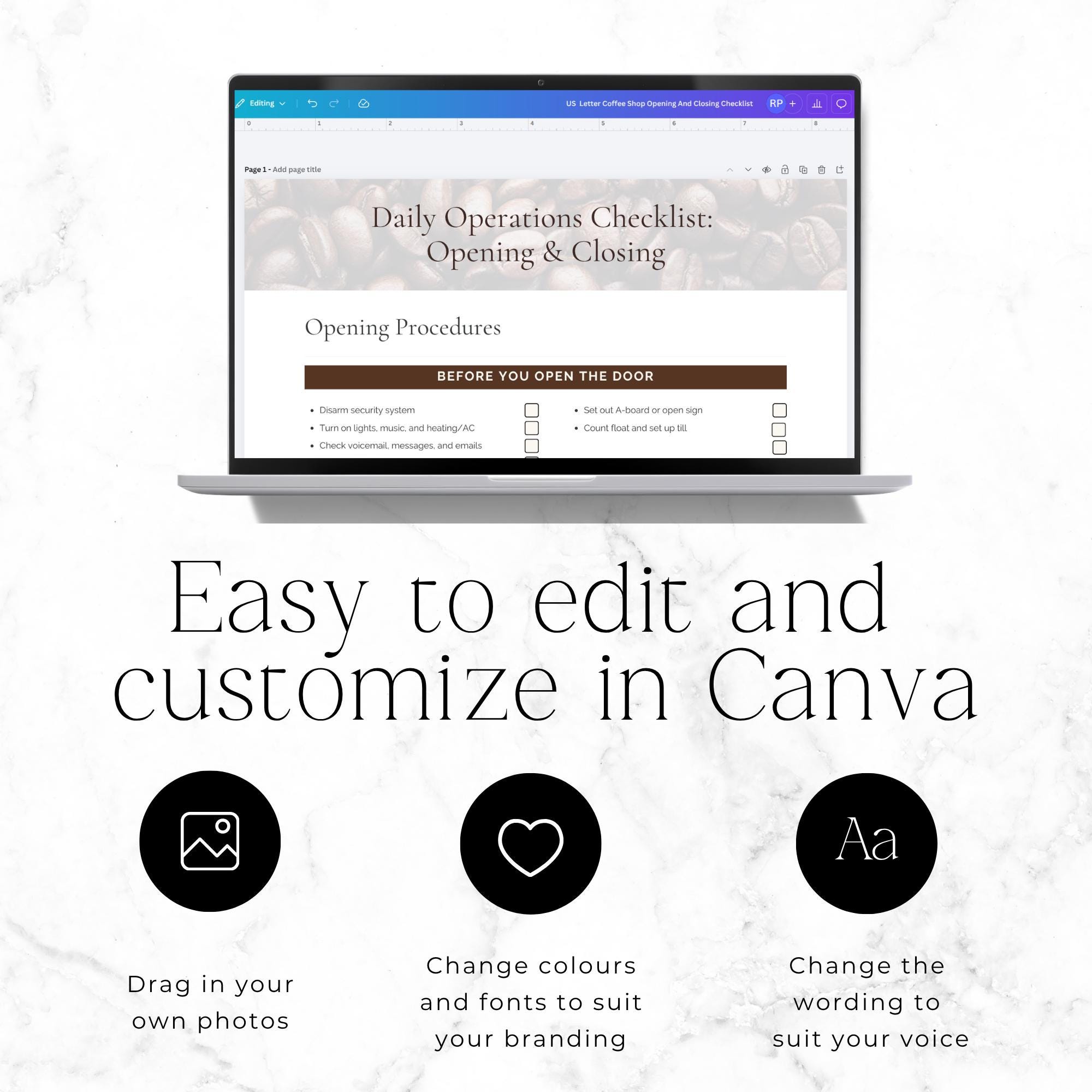 Coffee Shop Opening and Closing Checklist, Cafe Operations Template ...