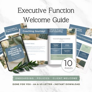 Välkomstpaket för coachning om exekutiv funktion, Canva-mall | Redigerbar introduktionsguide för klienter med ADHD Life Academic Productivity Coach P2