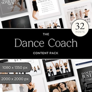 Plantillas para redes sociales de estudios de danza / Publicaciones de marketing editables en Canva para escuelas de danza y estudios de ballet / Paquete de plantillas de Instagram P3