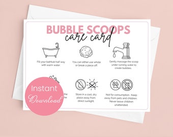 Bubble Scoops Care Card Bath Truffle Instructions Bubble Scoops Label for Bubble Scoop Template Bath Truffle Guide for Bubble Bath