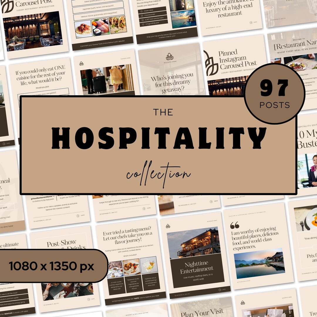 Hospitality Instagram Templates for Restaurants & Hotels, Canva Social ...