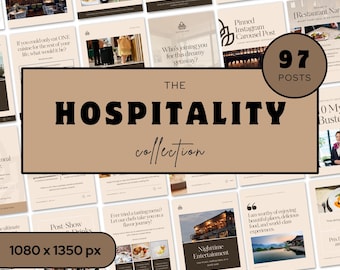 Hospitality Instagram Templates for Restaurants & Hotels, Canva Social Media Posts, Fine Dining Marketing Hotel Promotions Travel Engagement