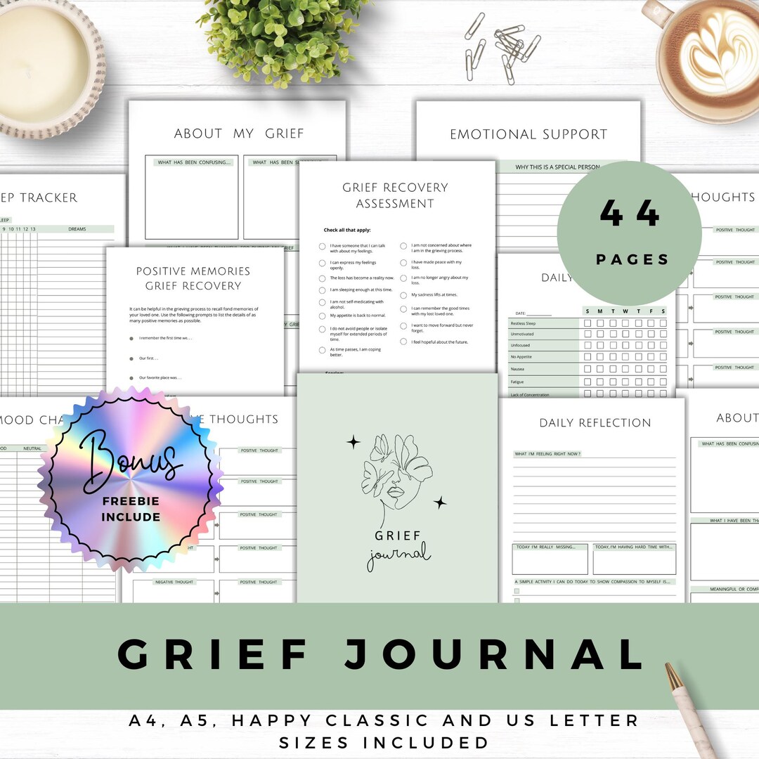 Grief Journal Printable Mental Health Workbook Wellbeing Bereavement ...