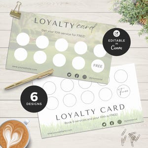Modèle de carte de fidélité pour aménagement paysager pour aménagement paysager pour toile, carte de récompense client entretien de la pelouse, carte perforée entretien du jardin, petite carte de visite modifiable