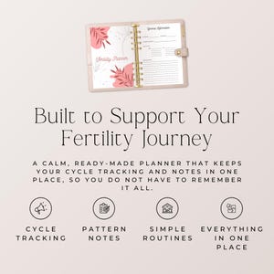TTC fertility journal with cycle tracking pages

digital fertility planner for ovulation and BBT tracking