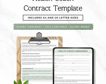 Plantilla de contrato de coach de salud editable Acuerdo de coaching de salud para servicios de mentoría de coaching nutricional Guía Canva Descarga instantánea P4