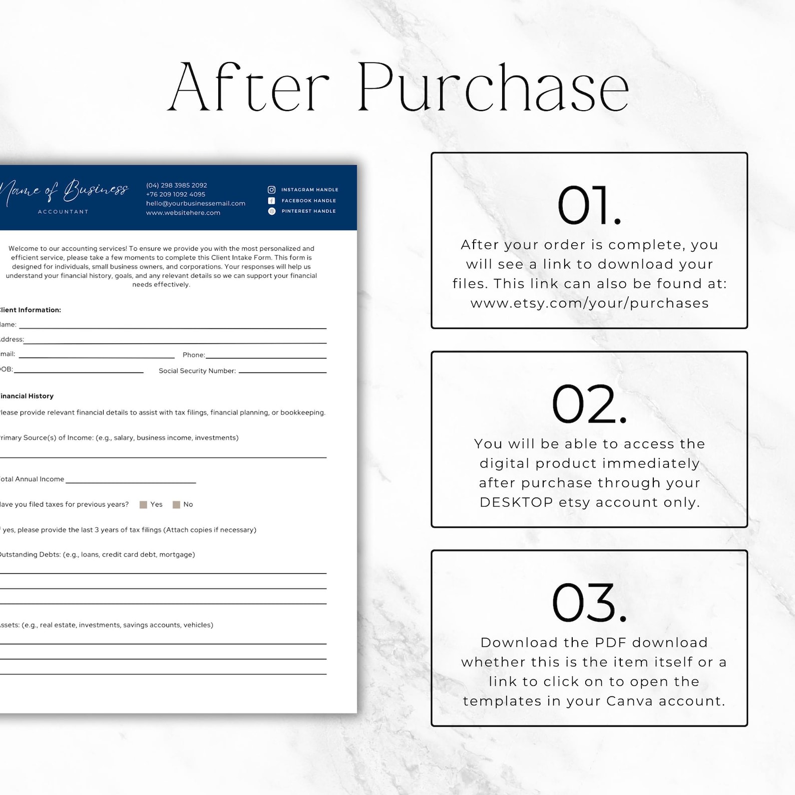 Accountant Client Intake Form, Editable Canva Template, Accounting ...