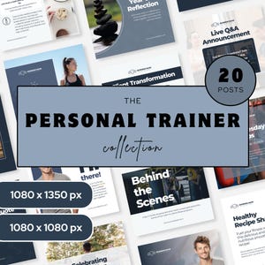 Fitness Instagram Templates | Personal Trainer & Health Coach Social Media Bundle | Workout Branding Kit | Canva Editable Posts