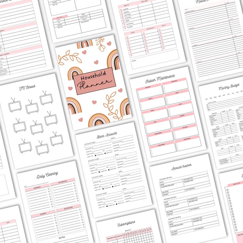 home organisation planner with cleaning schedule
printable household management binder pages