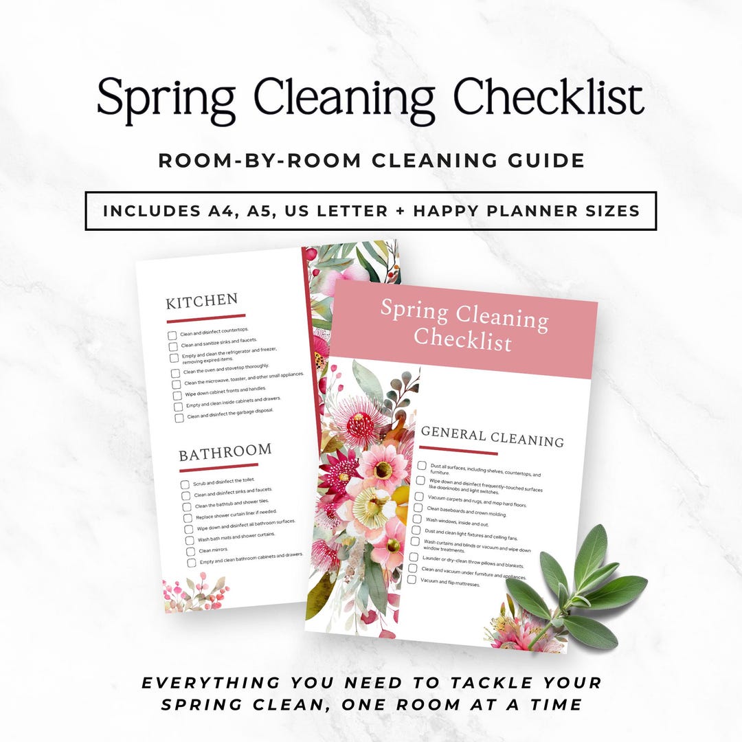 Spring Cleaning Checklist Printable, Aesthetic Home Reset Planner ...