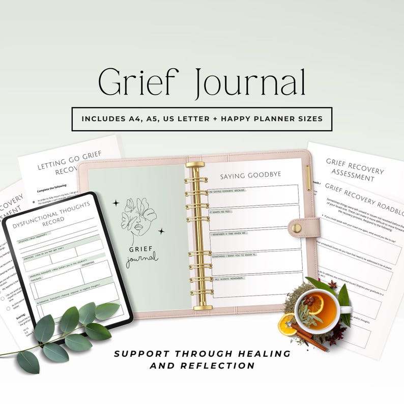 Grief Journal Printable for Mental Health Support, Digital Bereavement Workbook PDF, Goodnotes ...