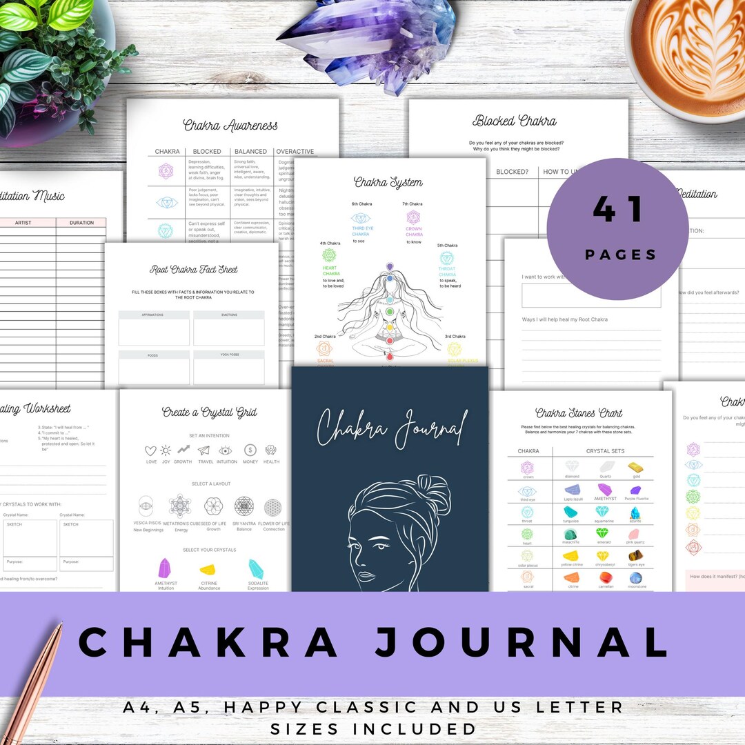 Chakra Journal Printable Spiritual Awakening Log Seven Chakras Guide ...