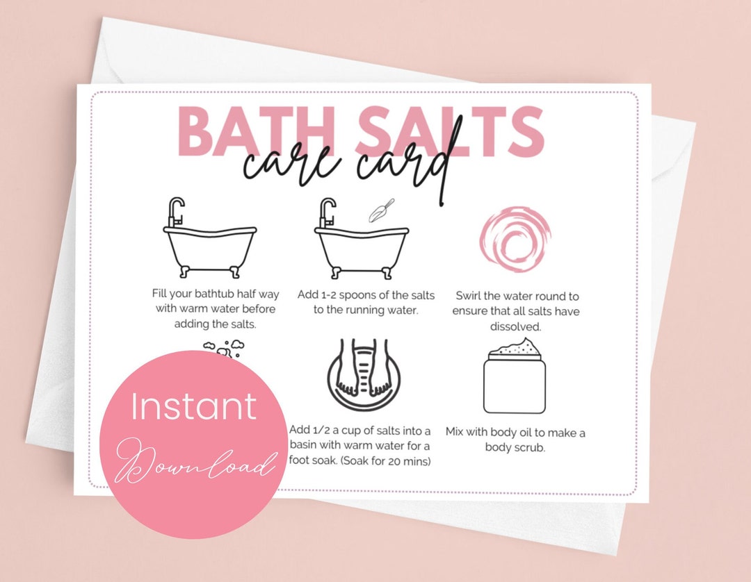 Bath Salts Care Card Bath Salt Template Bath Soak Care Card - Etsy