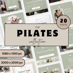 Pilates Instagram Post Template Bundle Pilates Instructor Social Media Templates Pilates Marketing Bundle Editable Fitness Studio Templates