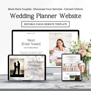 Wedding Planner Website Template, Canva Editable Website, One Page Wedding Business Site, Event Coordinator Website Design P2