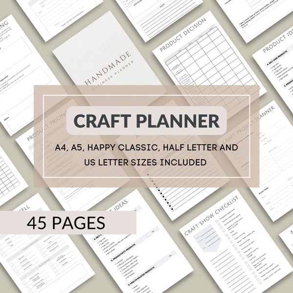 Craft Planner for Small Business Journal Craft Show Checklist Printable Craft Project Planner Notion Template Handmade Business Digital